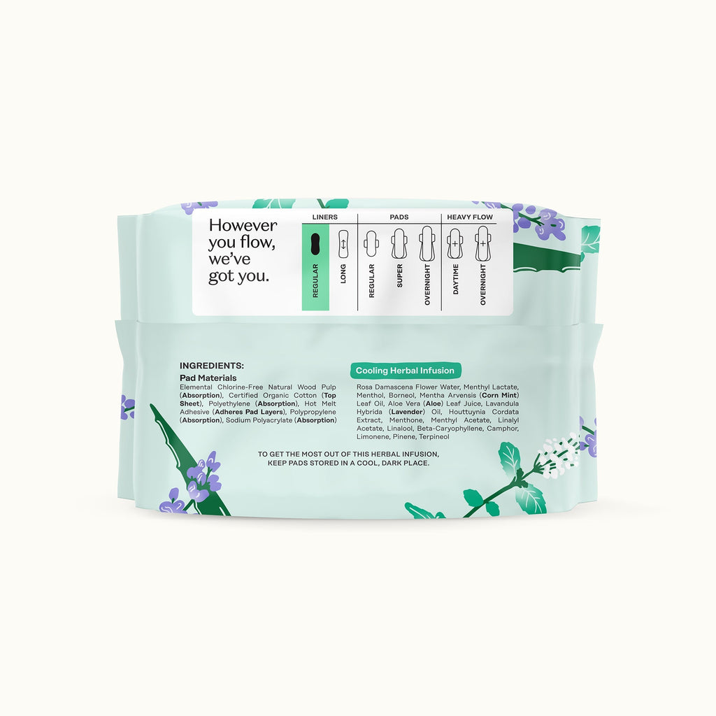 Organic Cotton Cover Cooling Herbal Infusion Regular Liners (WWR2)