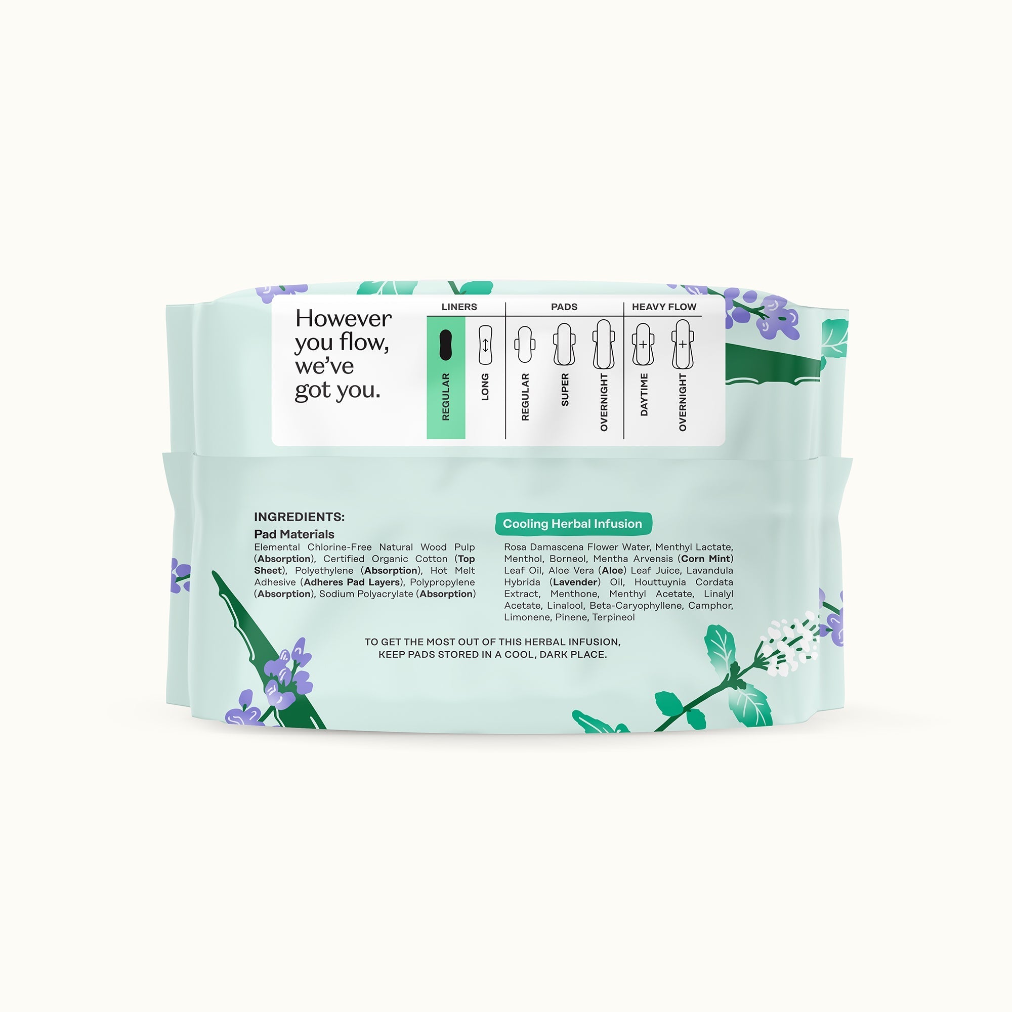 Organic Cotton Cover Cooling Herbal Infusion Regular Liners (WWR2)