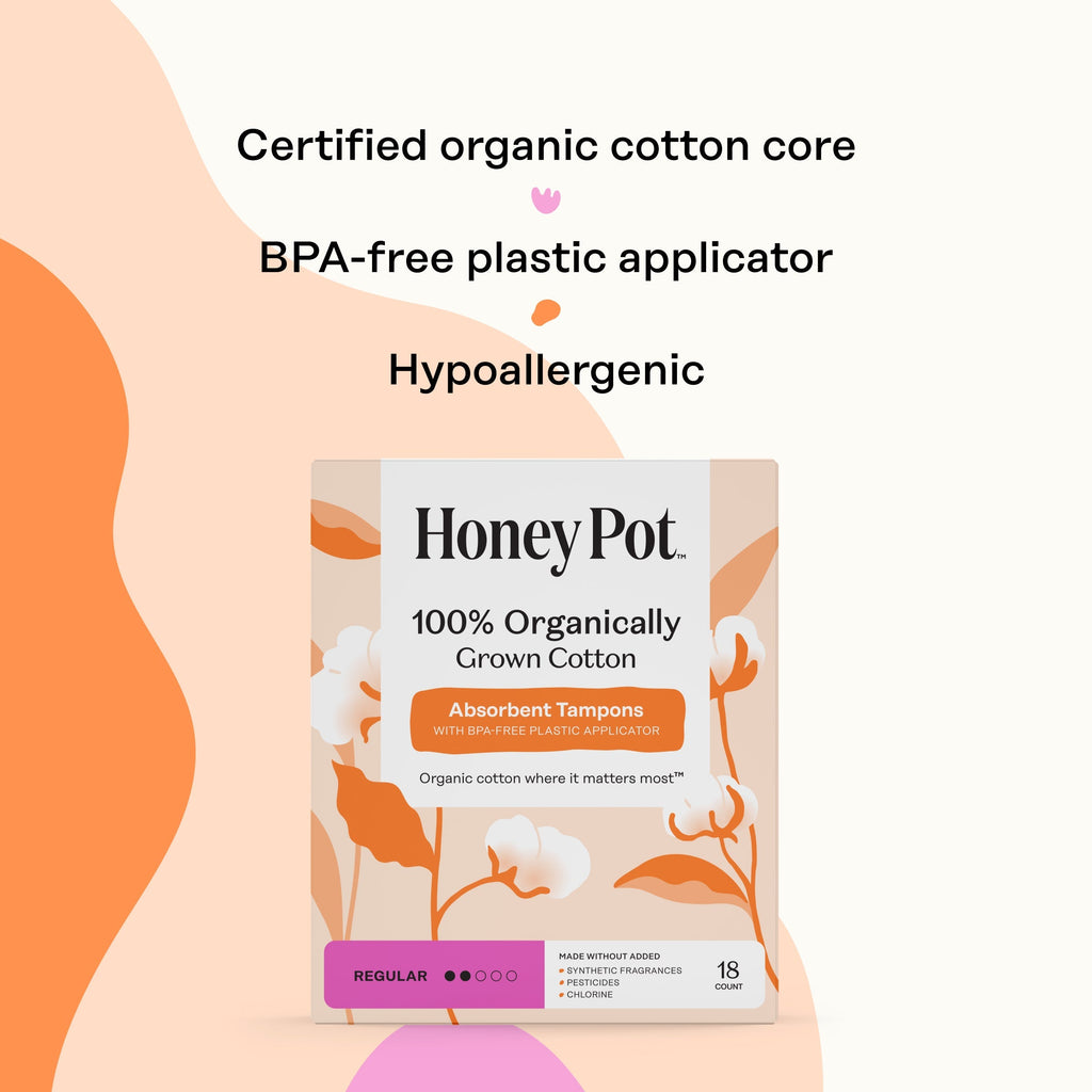 Regular 100% Organically Grown Cotton BPA Free Plastic Applicator Tampons (ET54)
