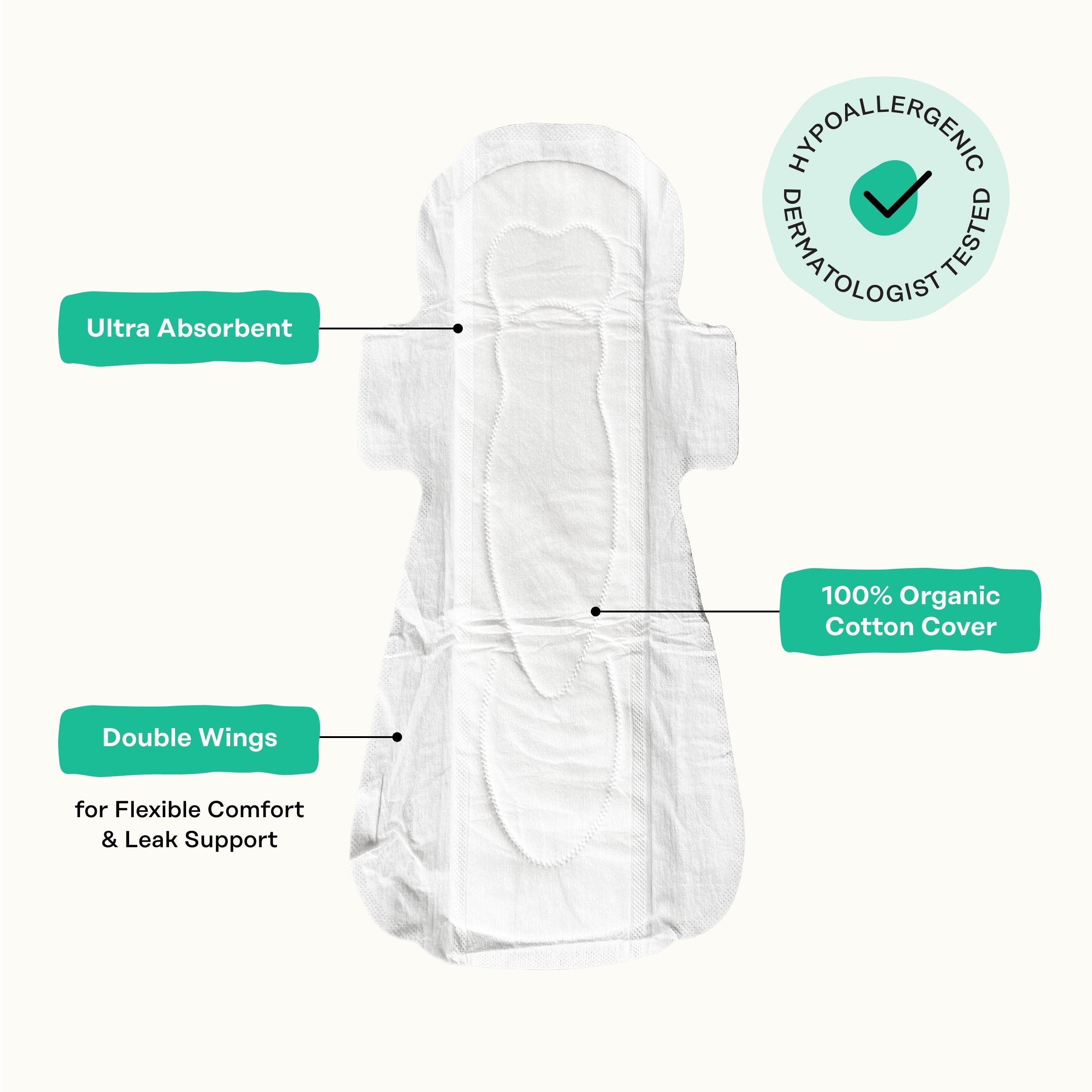 Organic Cotton Cover Cooling Herbal Infusion Heavy Flow Overnight Pads (BSF8)