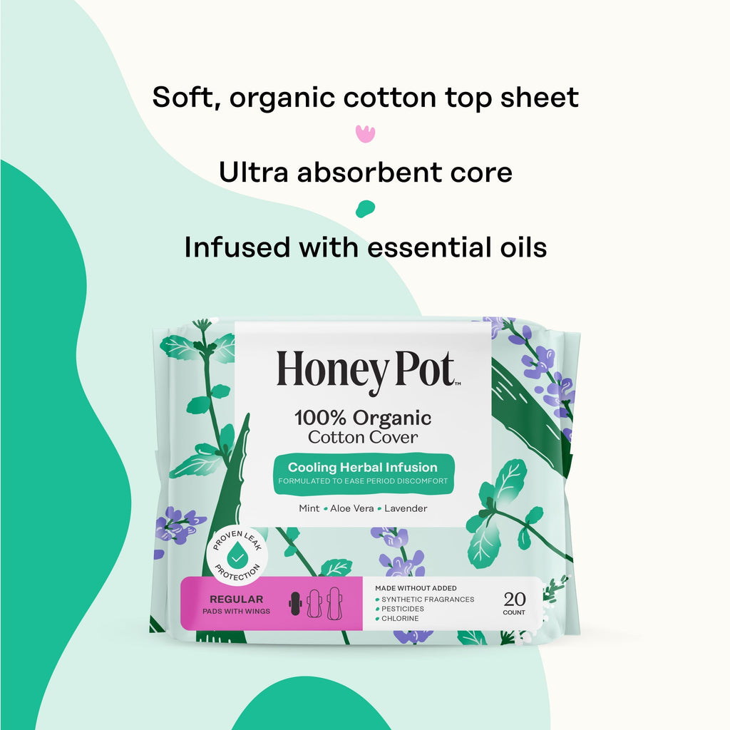 Organic Cotton Cover Cooling Herbal Infusion Regular Pads (XTV9)