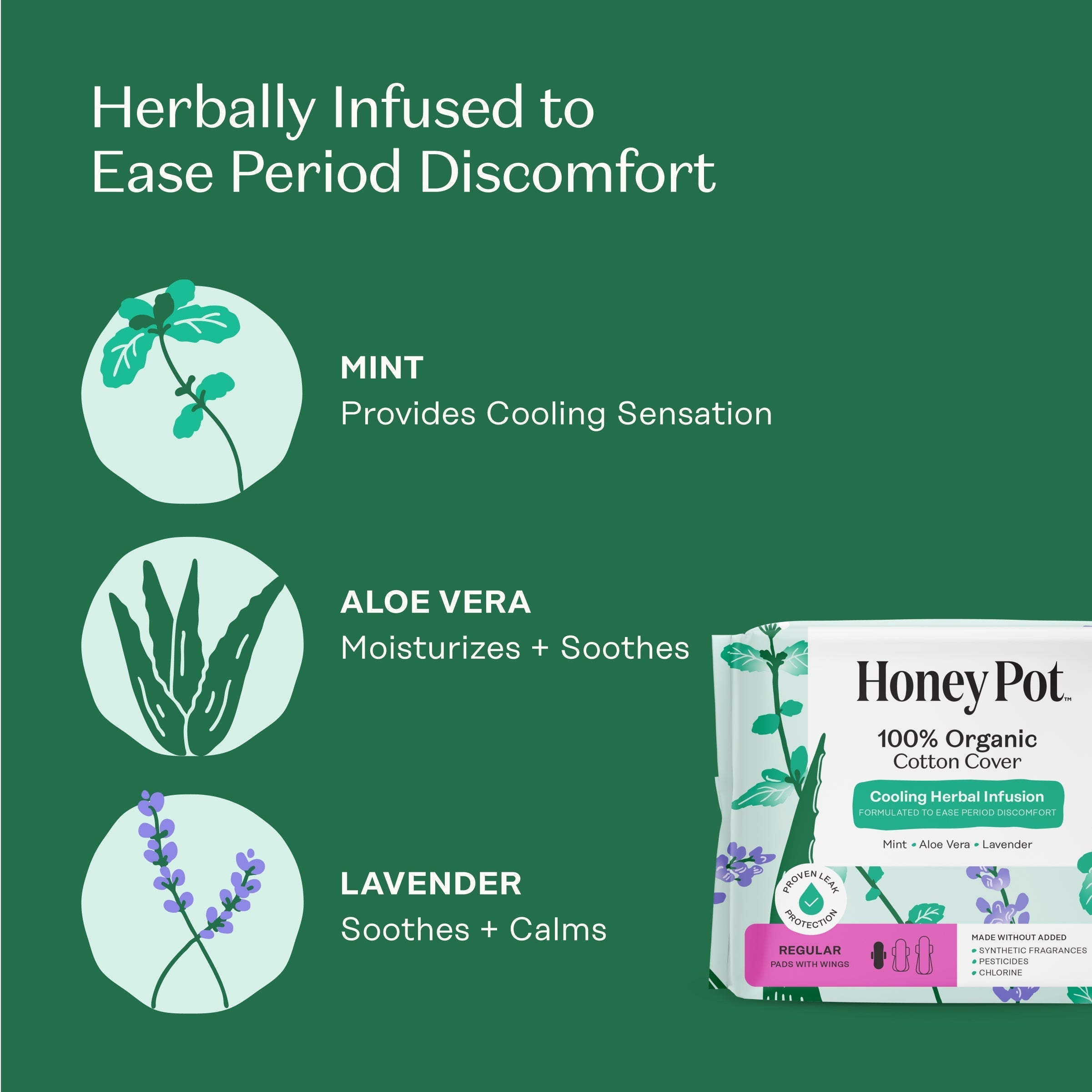 Organic Cotton Cover Cooling Herbal Infusion Regular Pads (XTV9)