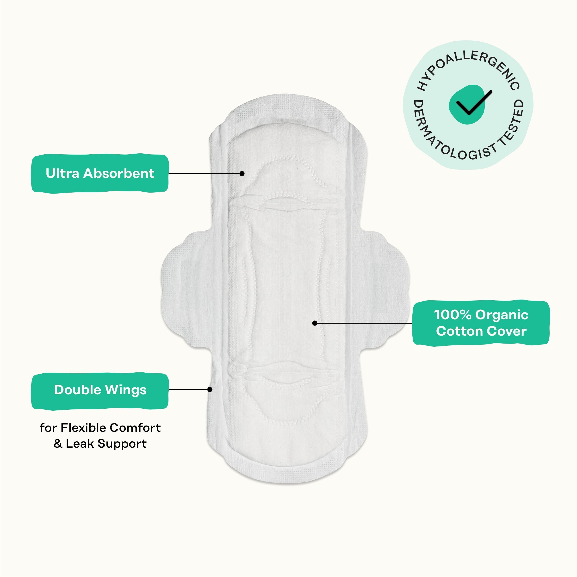 Organic Cotton Cover Cooling Herbal Infusion Regular Pads (XTV9)