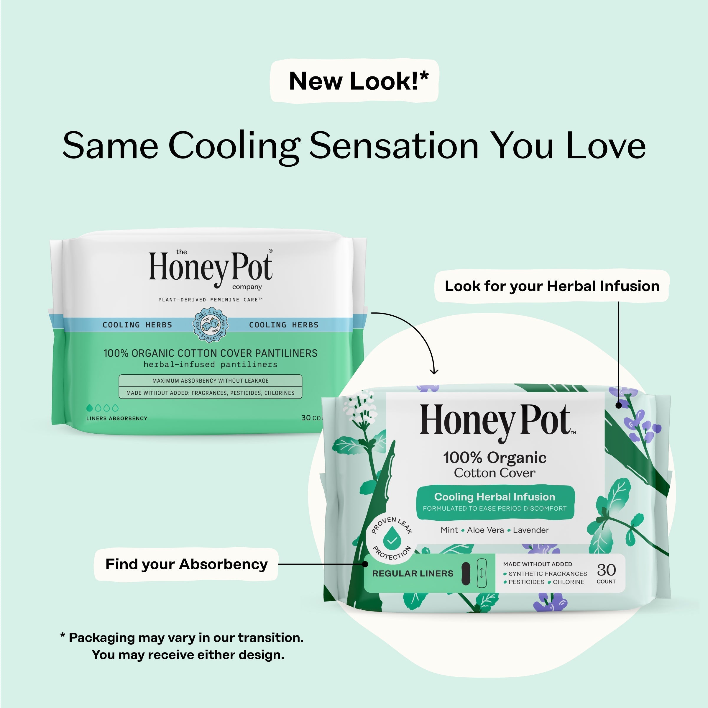 Organic Cotton Cover Cooling Herbal Infusion Regular Liners (WWR2)