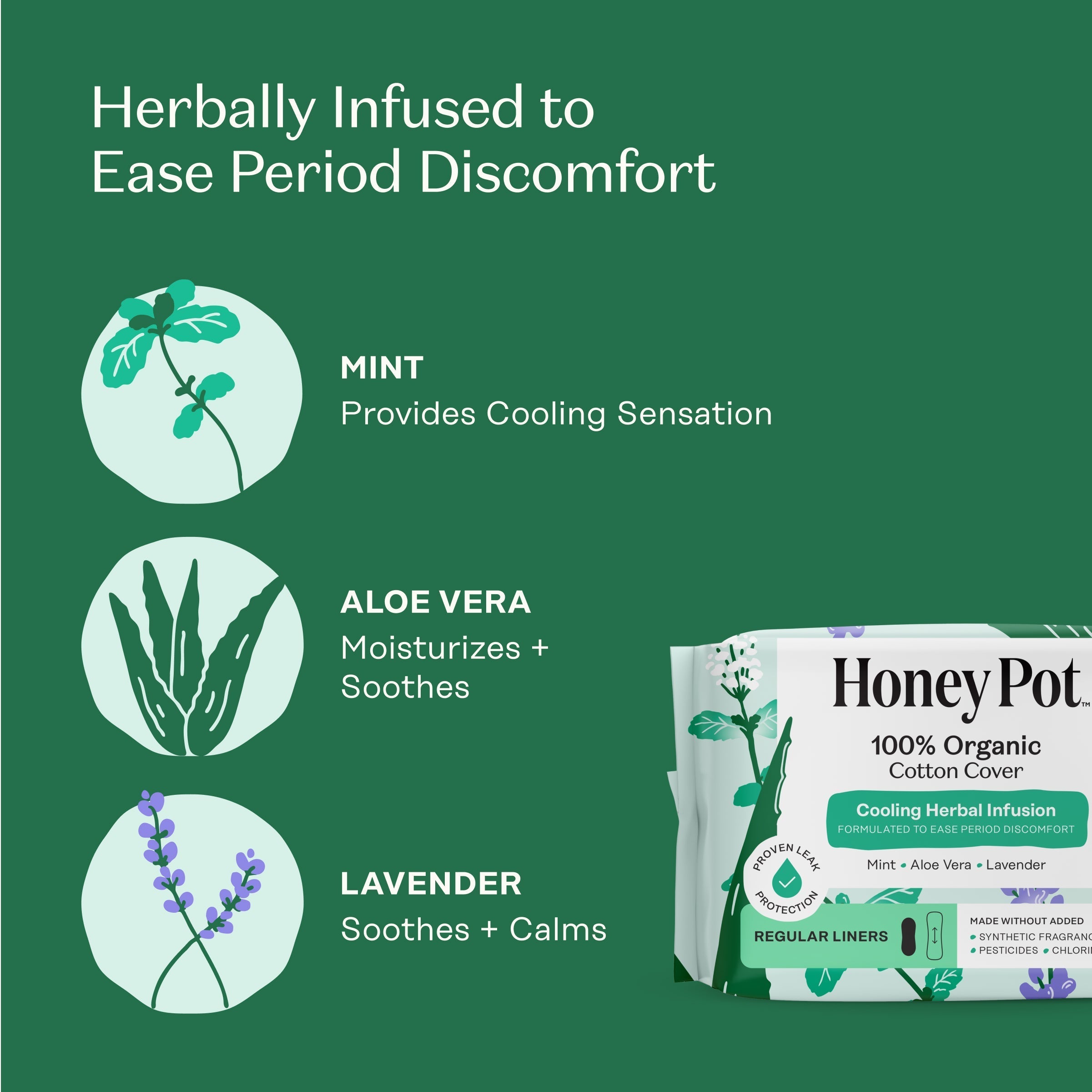 Organic Cotton Cover Cooling Herbal Infusion Regular Liners (WWR2)