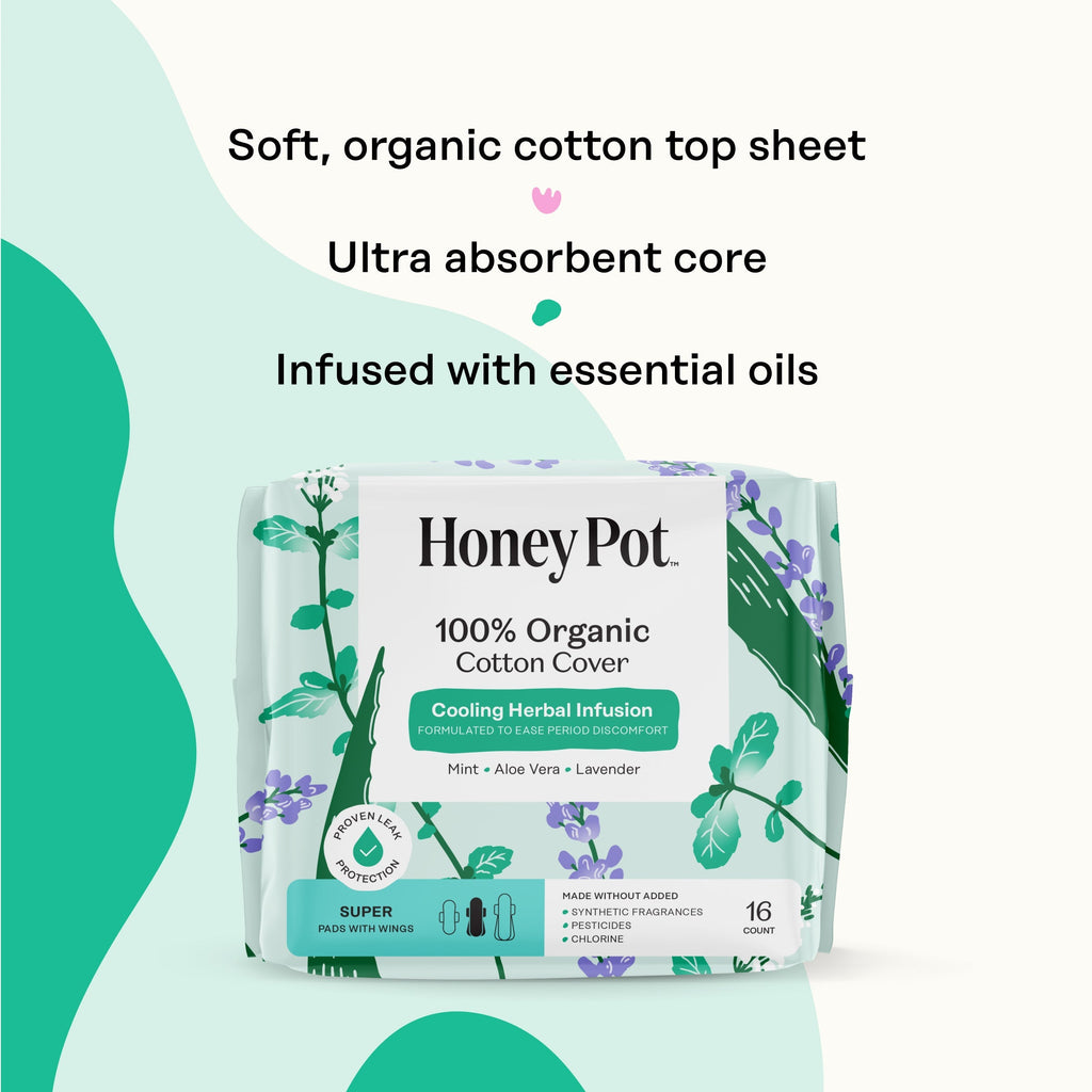 Organic Cotton Cover Cooling Herbal Infusion Super Pads (N33R)