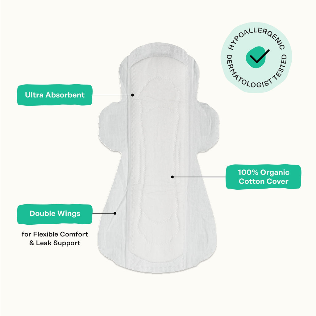Organic Cotton Cover Cooling Herbal Infusion Super Pads (N33R)