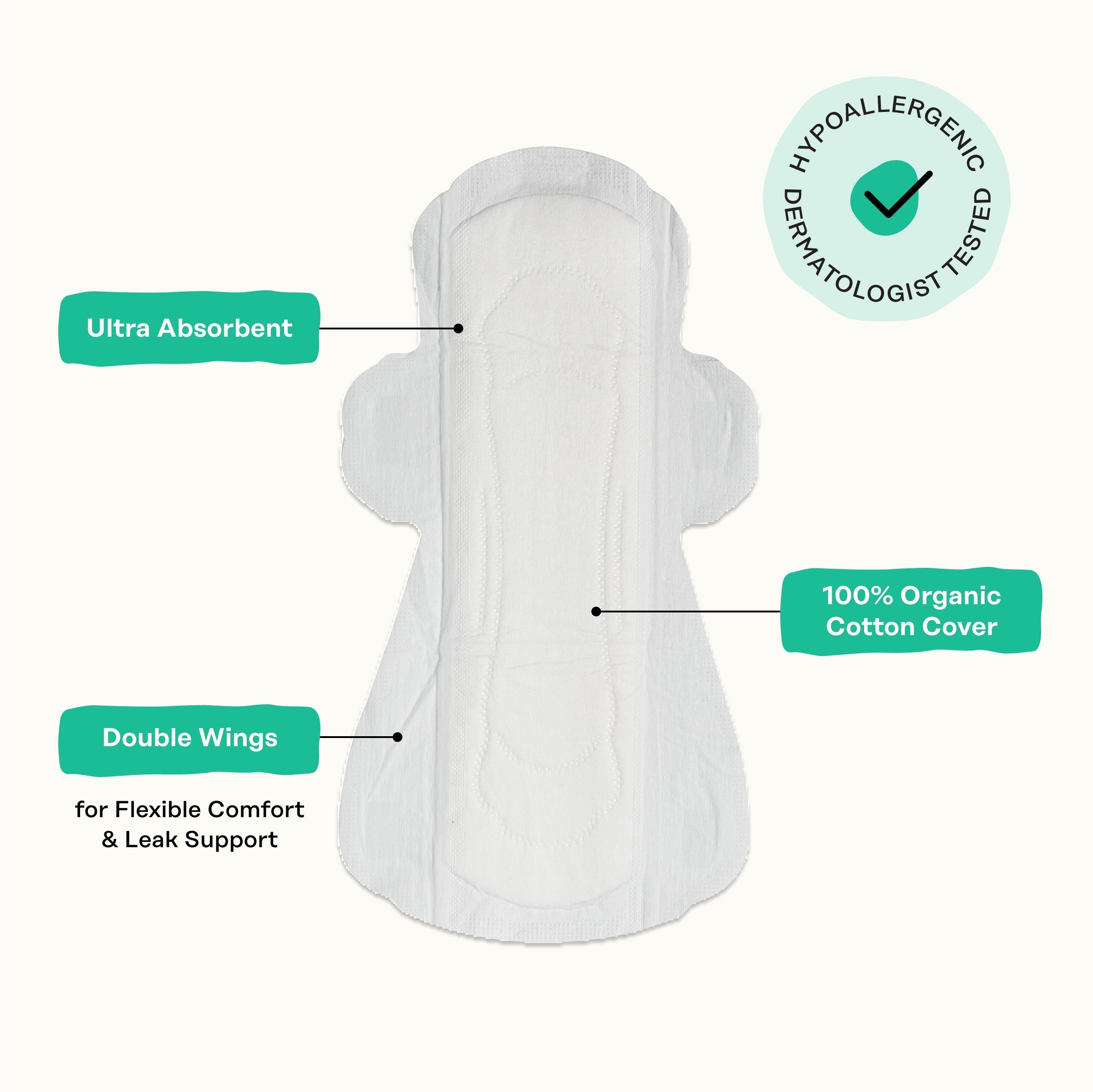 Organic Cotton Cover Cooling Herbal Infusion Super Pads (N33R)