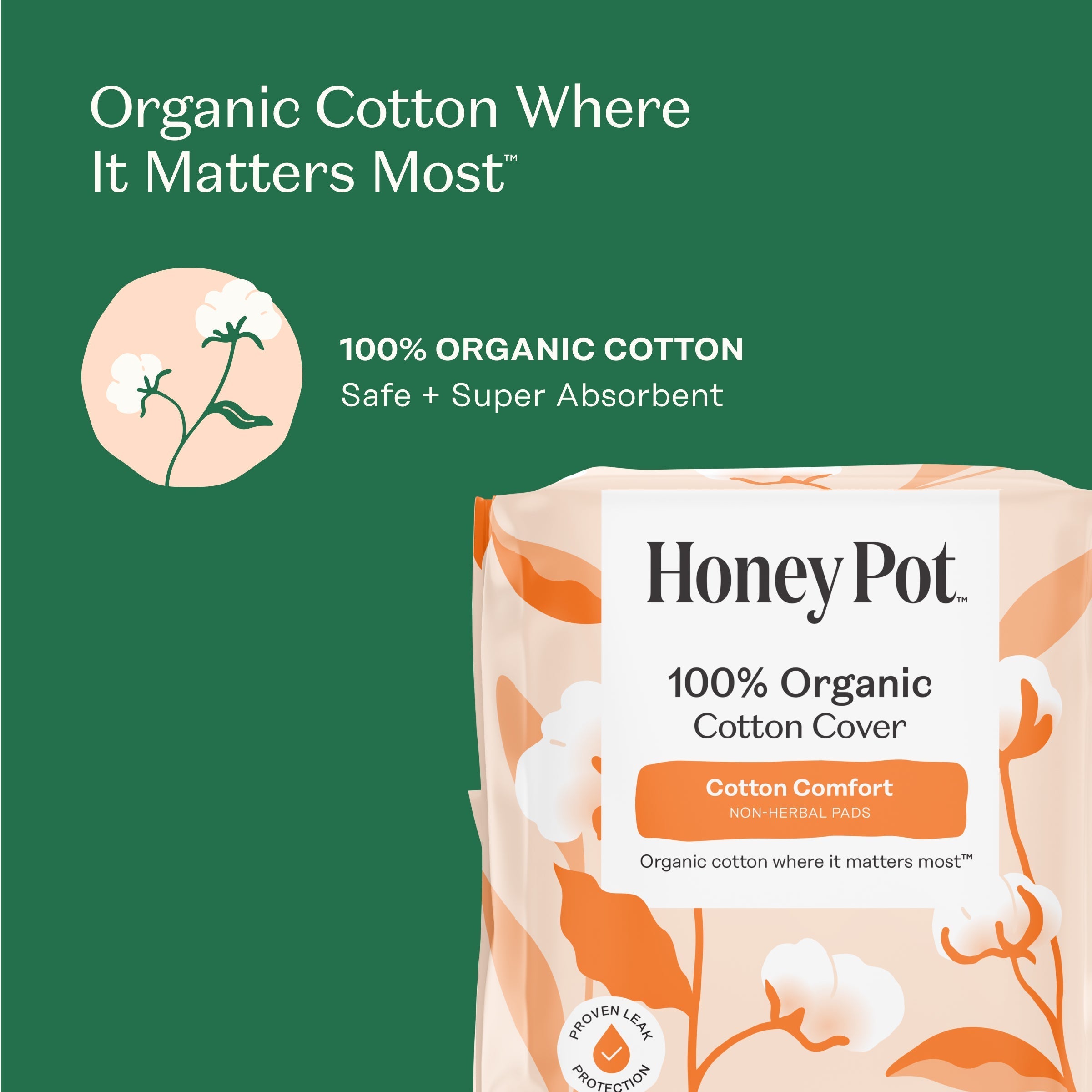 Organic Cotton Comfort Cover Overnight Pads (C77U)