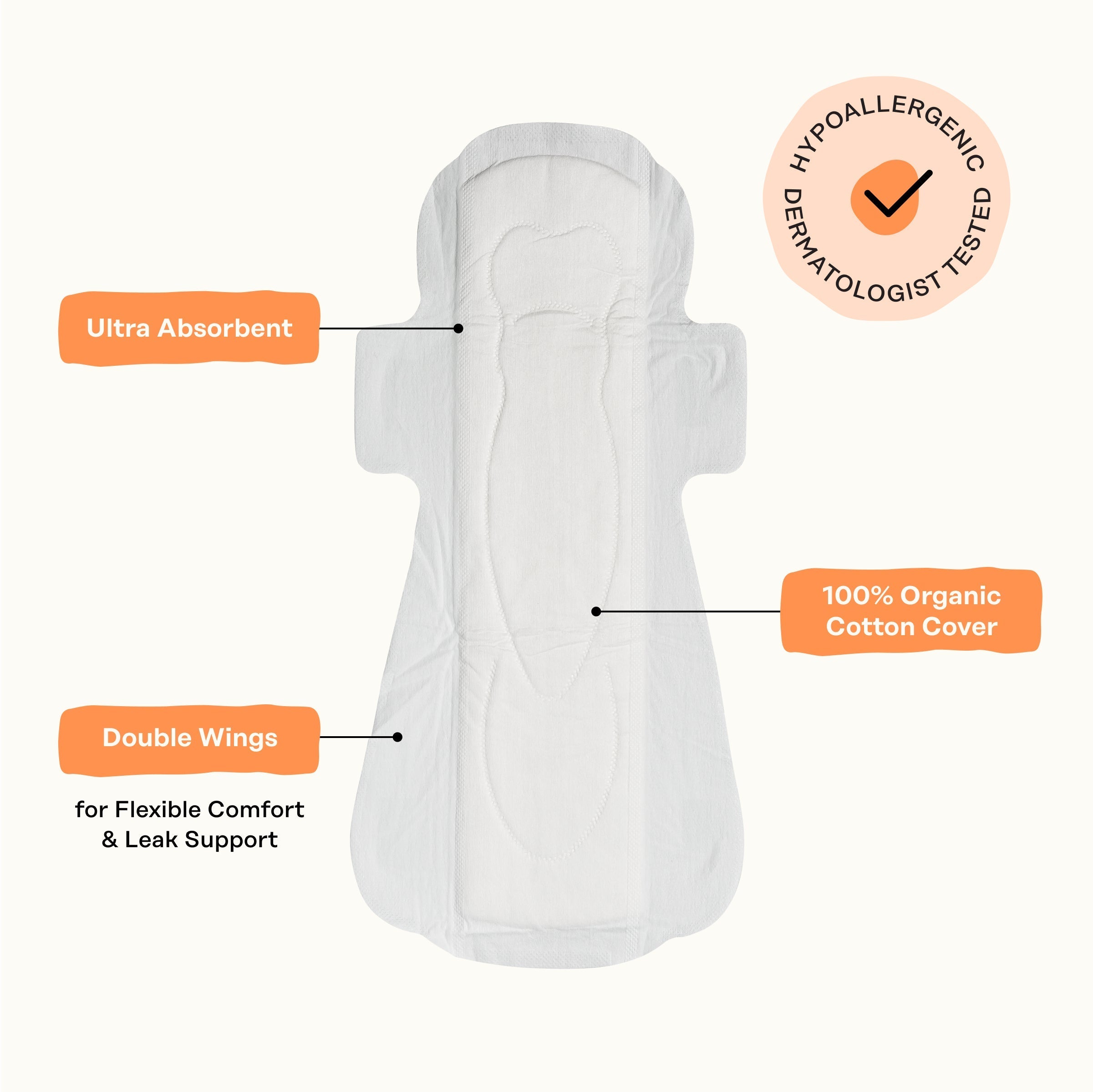 Organic Cotton Comfort Cover Overnight Pads (C77U)