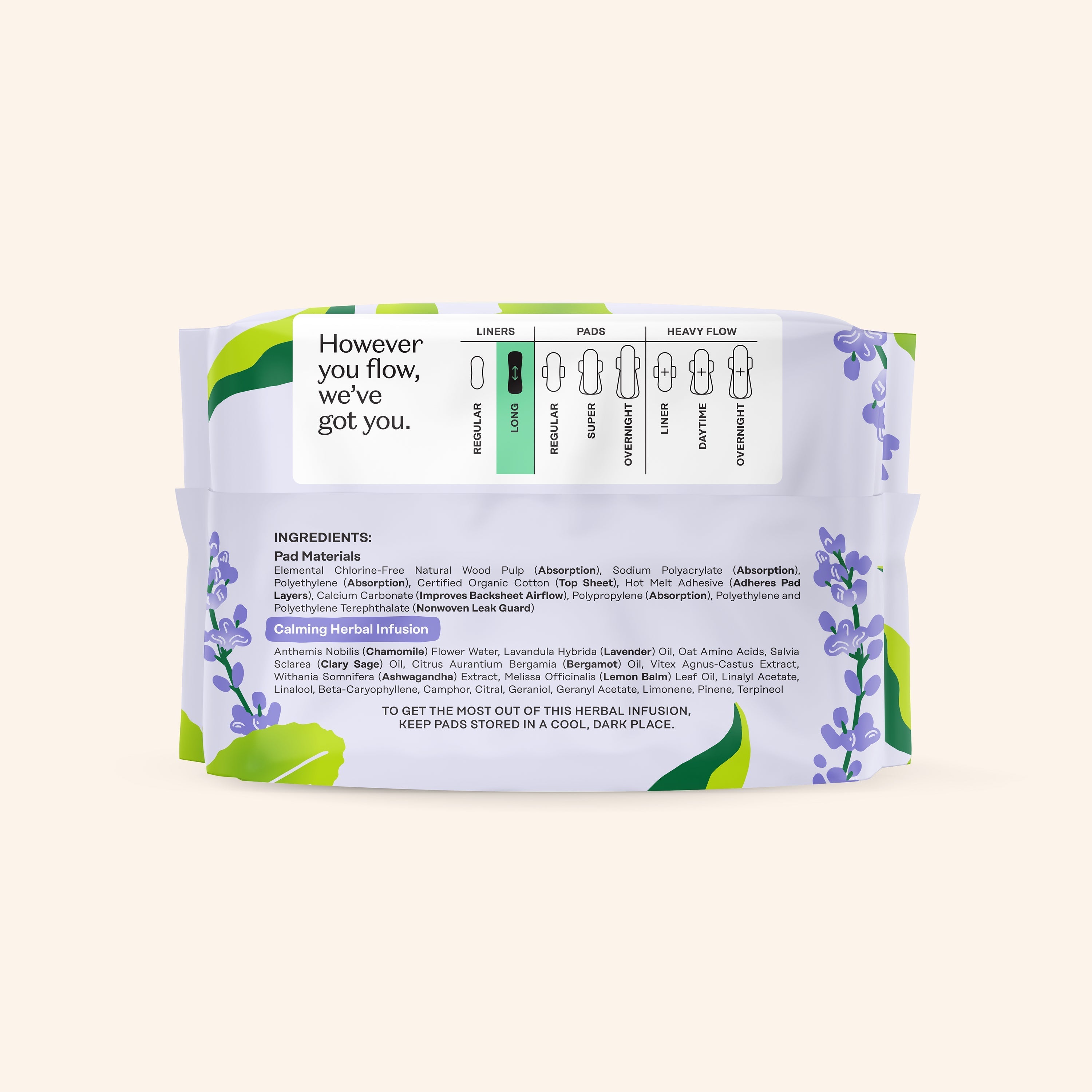 Organic Cotton Cover Calming Herbal Infusion Long Liners (4PLC)