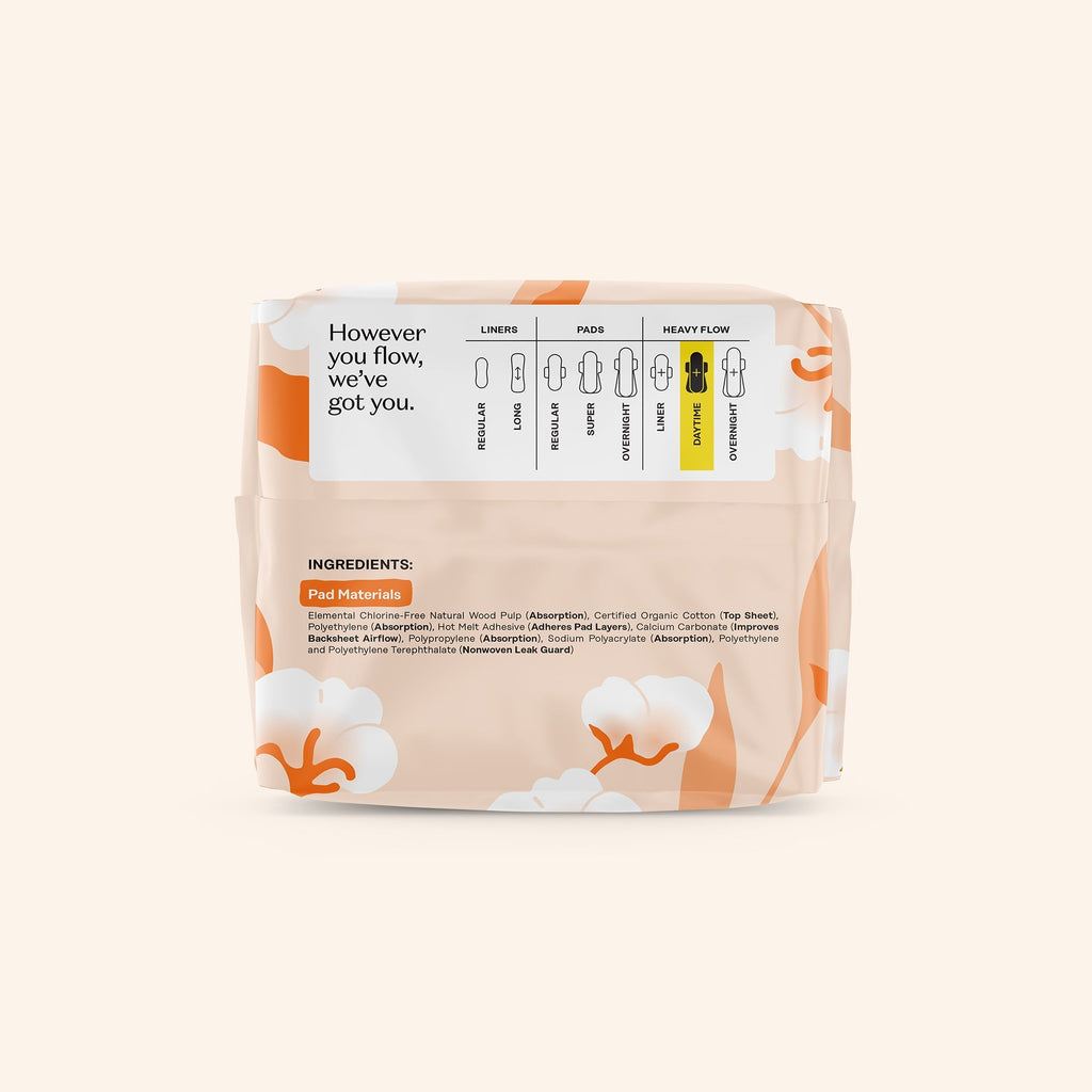 Organic Cotton Comfort Cover Heavy Flow Daytime Pads (JSOE)