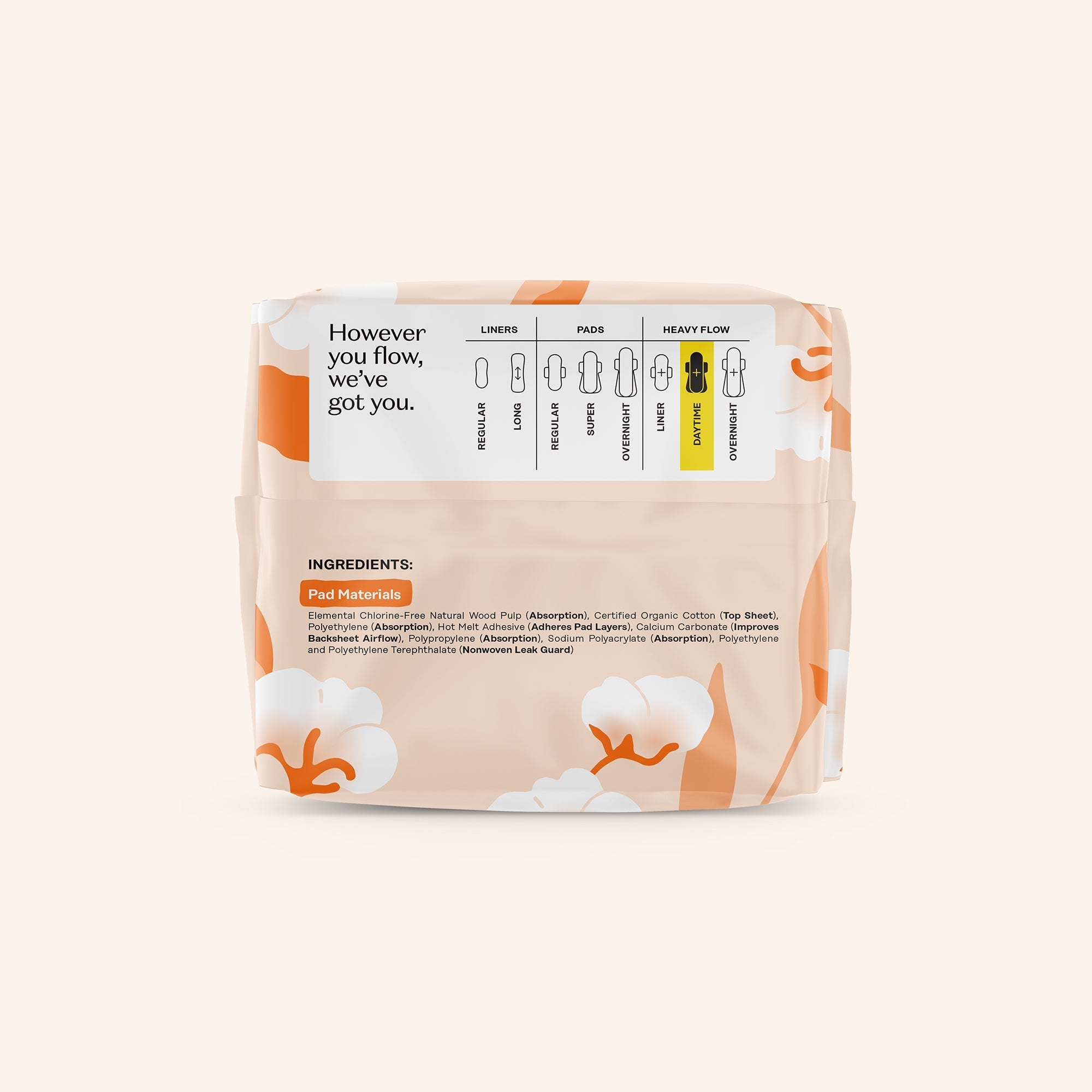 Organic Cotton Comfort Cover Heavy Flow Daytime Pads (JSOE)