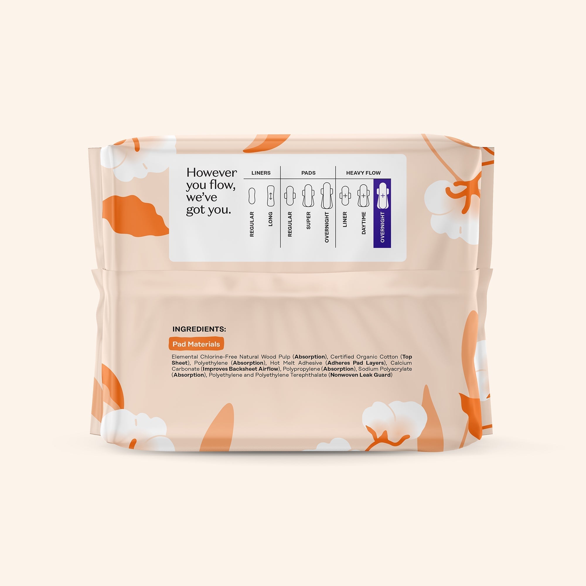 Organic Cotton Comfort Cover Heavy Flow Overnight Pads (MLR4)