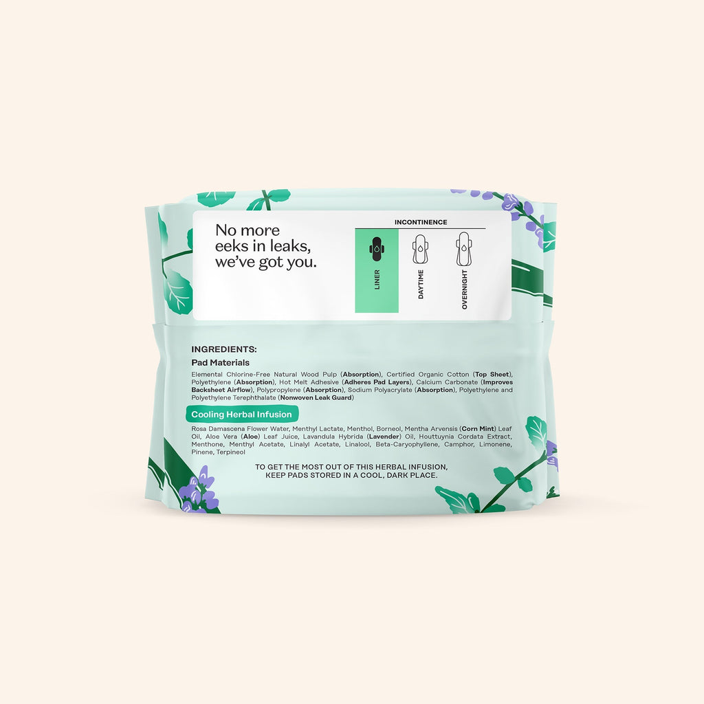 Incontinence Cooling Herbal Infusion 100% Organic Cotton Cover Liners (5IUL)