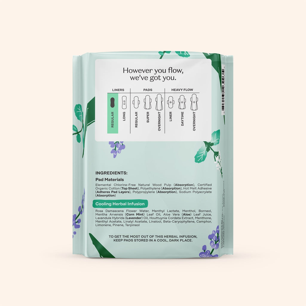 Organic Cotton Cooling Herbal Infusion Regular Liners — Medium Pack (F044)