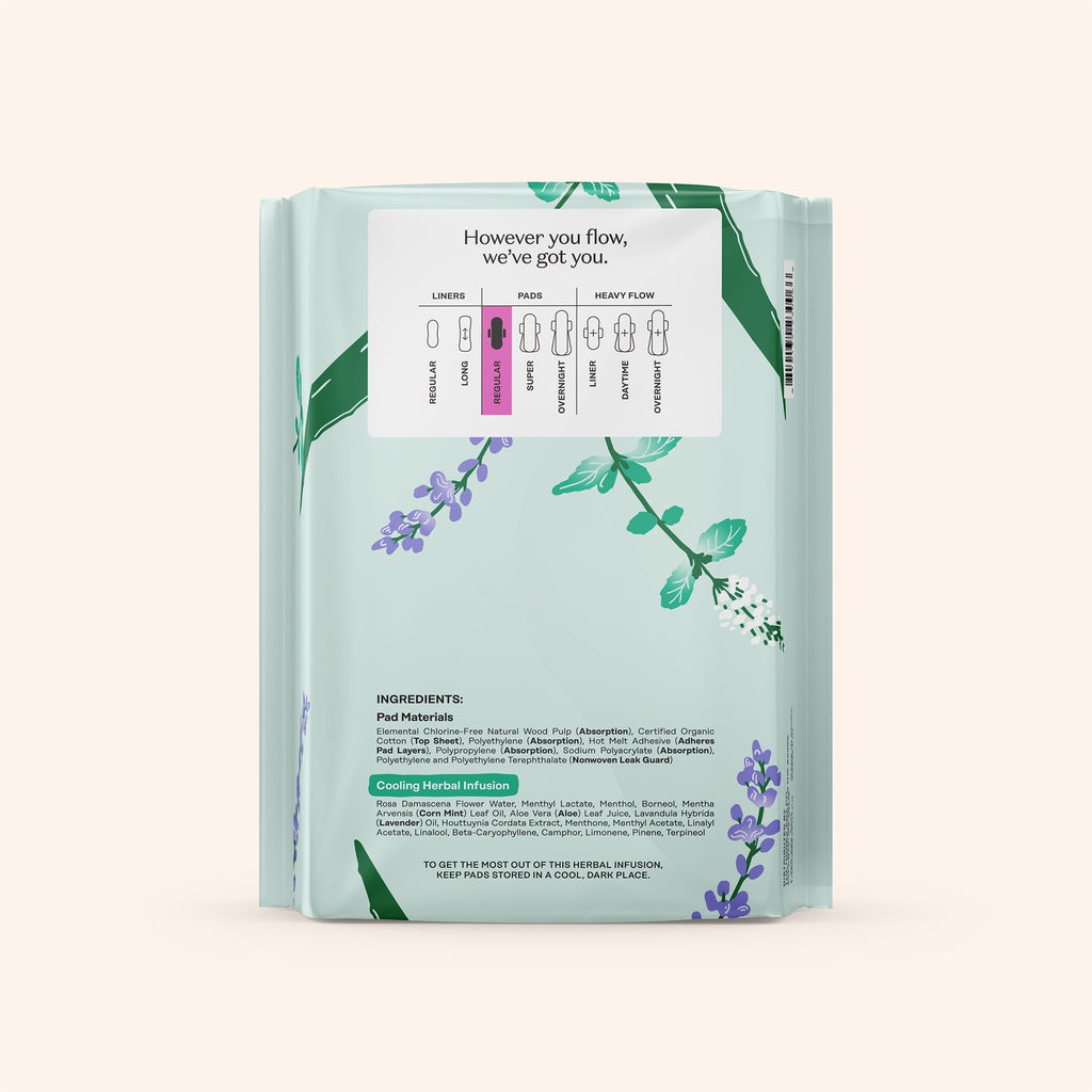 Organic Cotton Cooling Herbal Infusion Regular Pads — Medium Pack (JC4C)