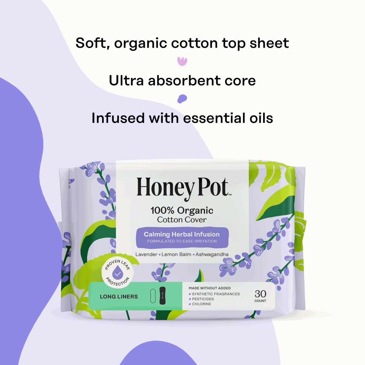 Organic Cotton Cover Calming Herbal Infusion Long Liners (4PLC)