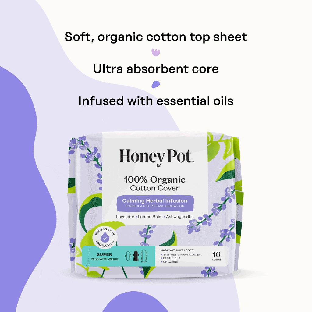 Organic Cotton Cover Calming Herbal Infusion Super Pads With Wings (Q306)