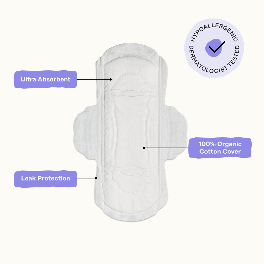 Organic Cotton Cover Calming Herbal Infusion Regular Pads With Wings (DLN0)