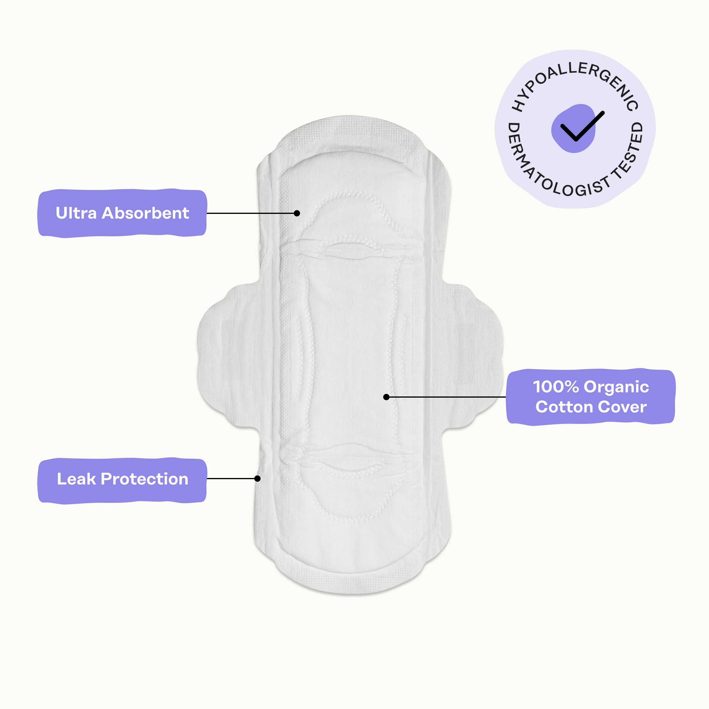 Organic Cotton Cover Calming Herbal Infusion Regular Pads With Wings (DLN0)