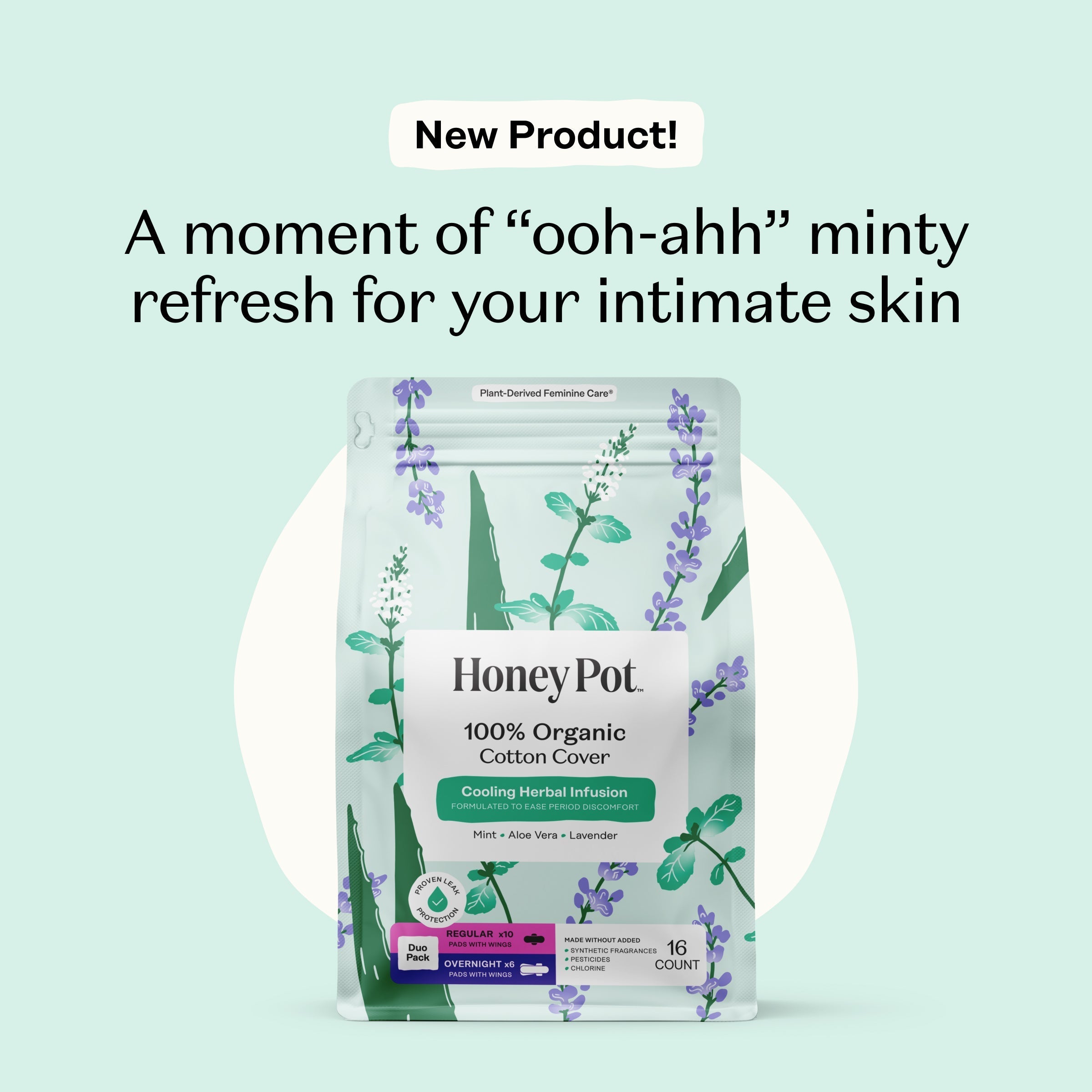 Organic Cotton Cover Cooling Regular Overnight Duo Pads (QS0Z)