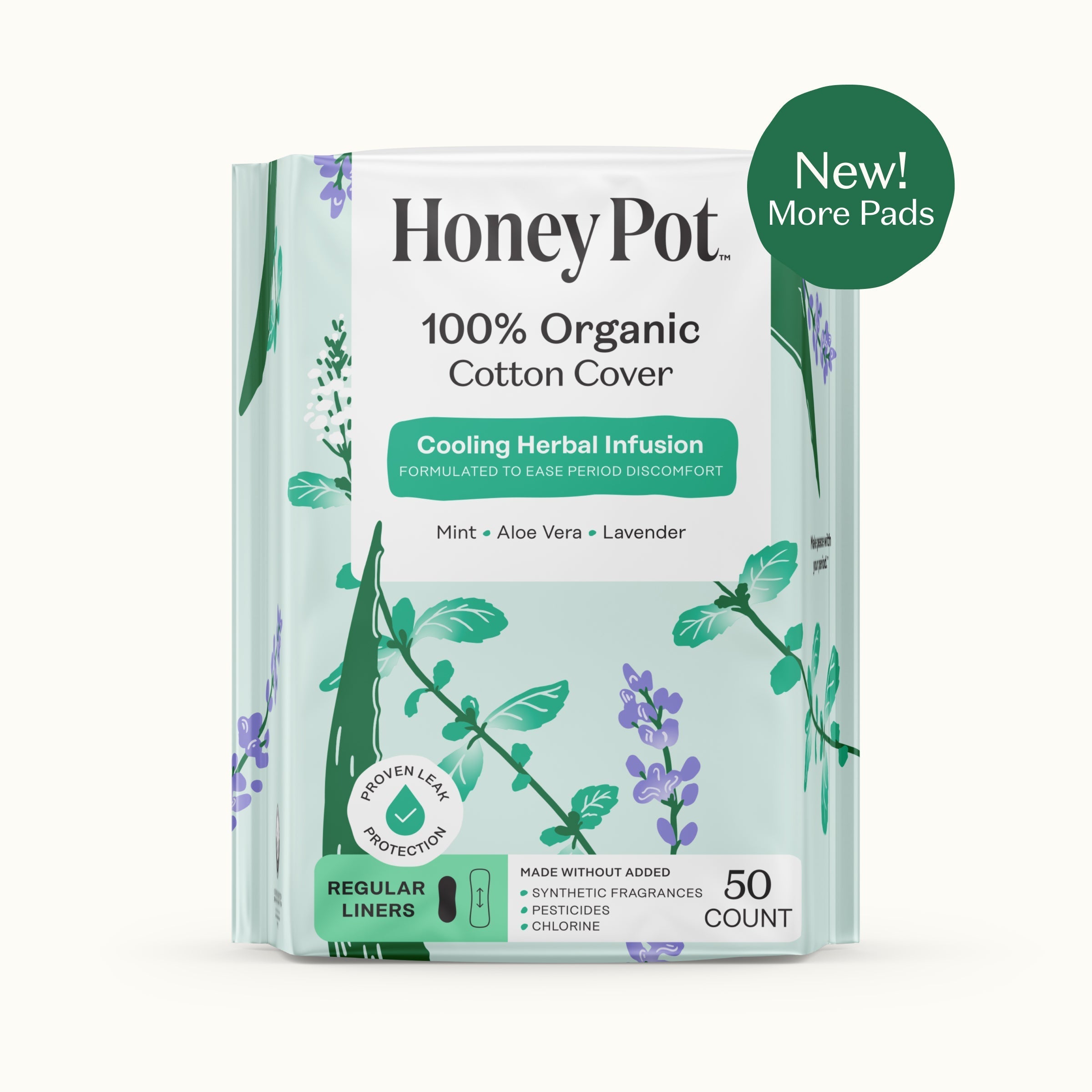 Organic Cotton Cooling Herbal Infusion Regular Liners — Medium Pack (F044)