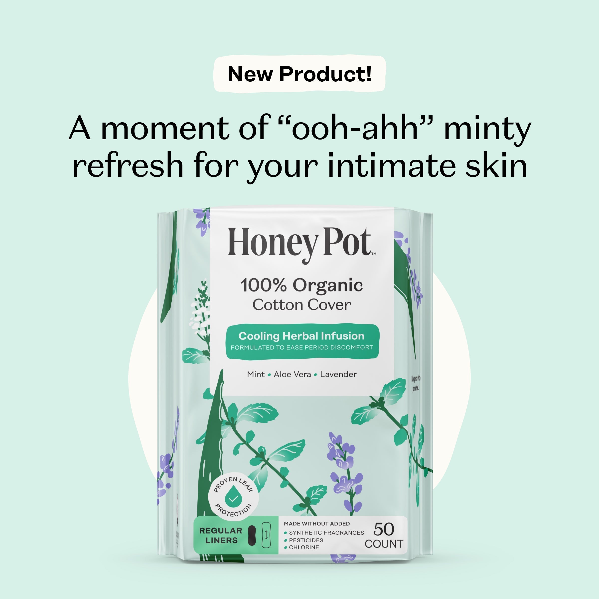Organic Cotton Cooling Herbal Infusion Regular Liners — Medium Pack (F044)
