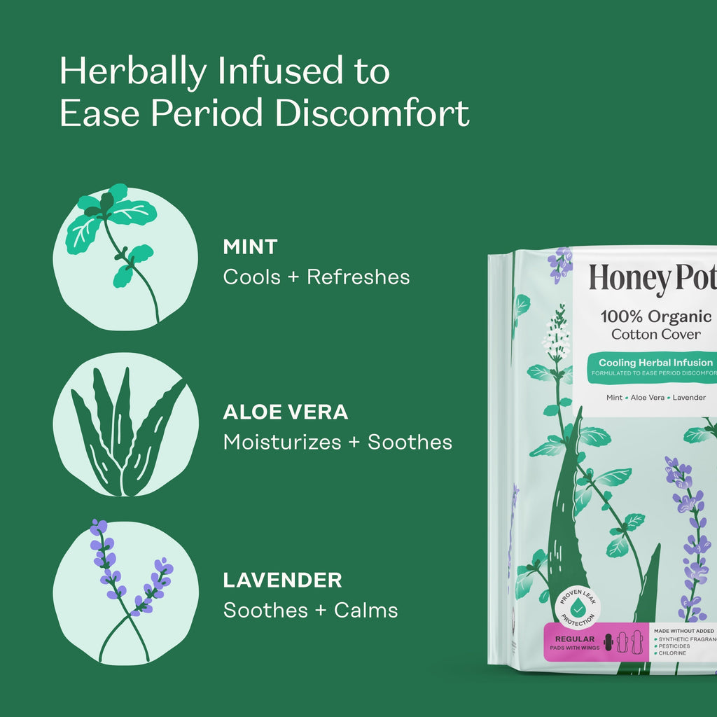 Organic Cotton Cooling Herbal Infusion Regular Pads — Medium Pack (JC4C)