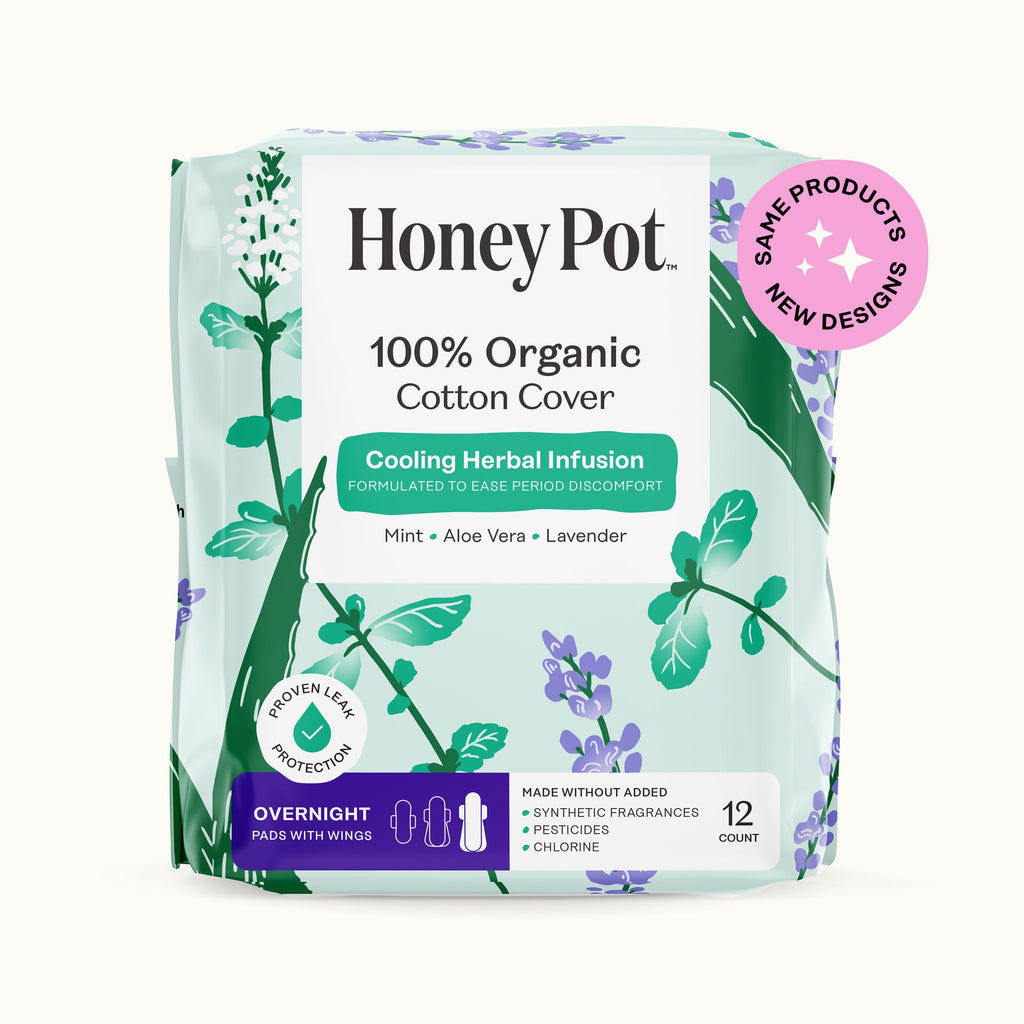 Organic Cotton Cover Cooling Herbal Infusion Overnight Pads (2VFC)