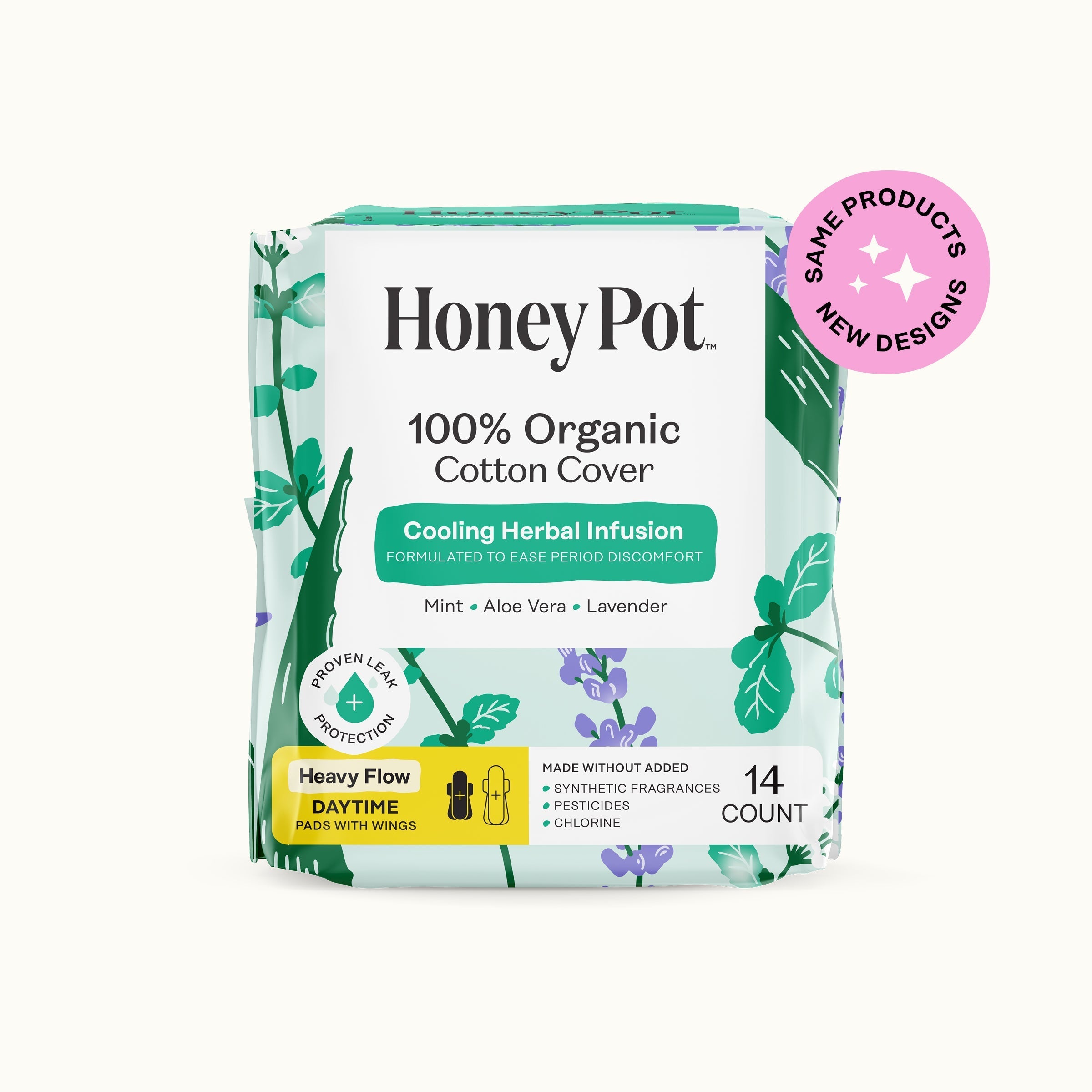 Organic Cotton Cover Cooling Herbal Infusion Heavy Flow Daytime Pads (JK32)