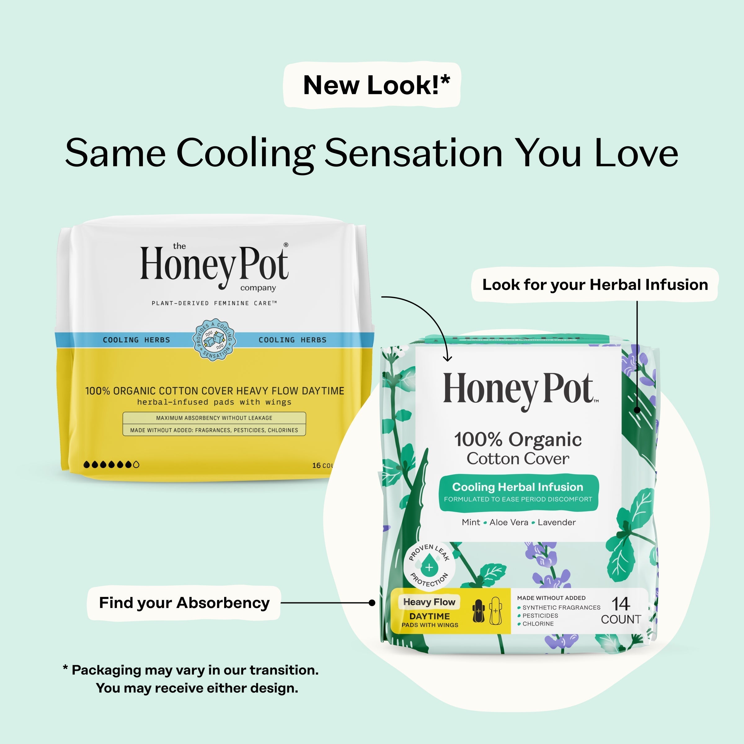 Organic Cotton Cover Cooling Herbal Infusion Heavy Flow Daytime Pads (JK32)