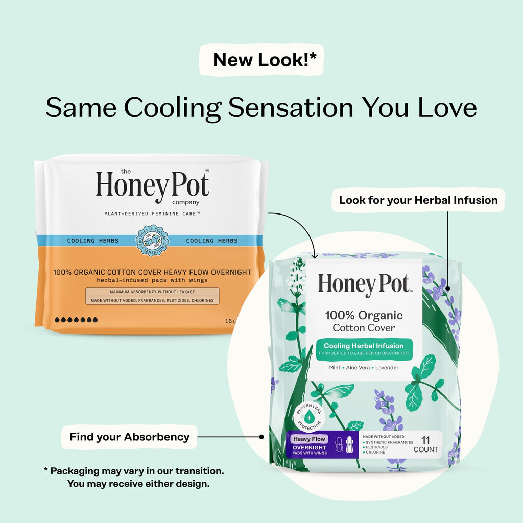 Organic Cotton Cover Cooling Herbal Infusion Heavy Flow Overnight Pads (BSF8)
