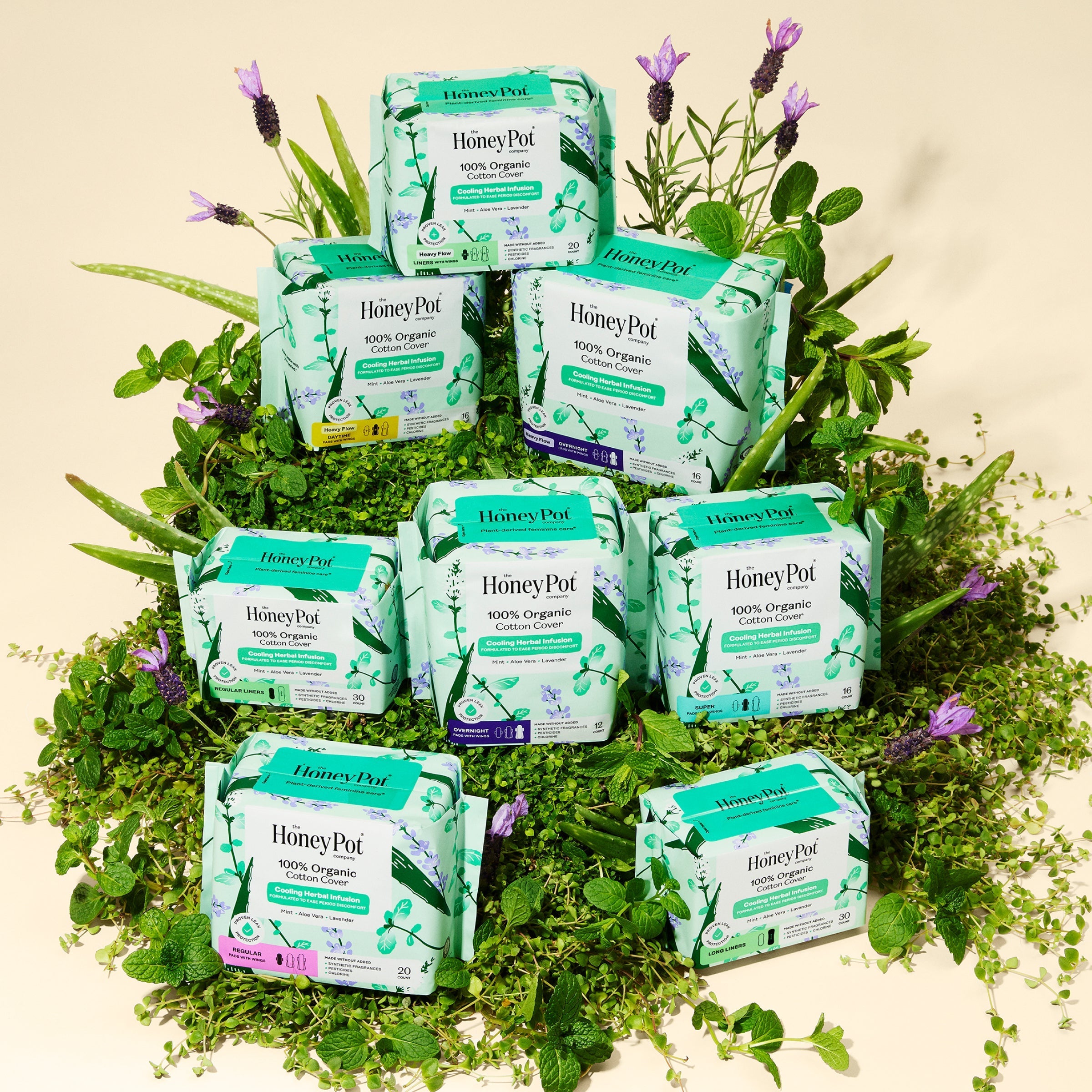 Incontinence Cooling Herbal Infusion 100% Organic Cotton Cover Daytime Pads (8DBD)