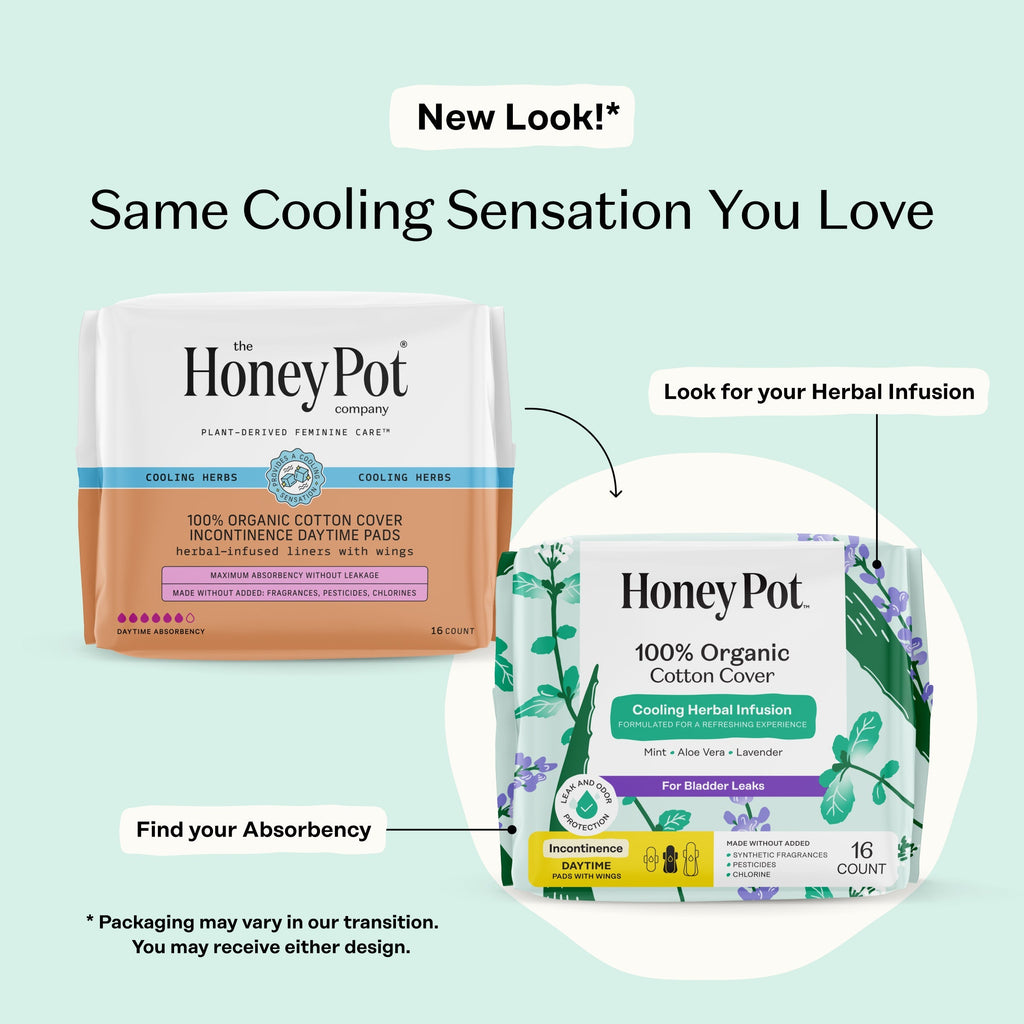 Incontinence Cooling Herbal Infusion 100% Organic Cotton Cover Daytime Pads (8DBD)