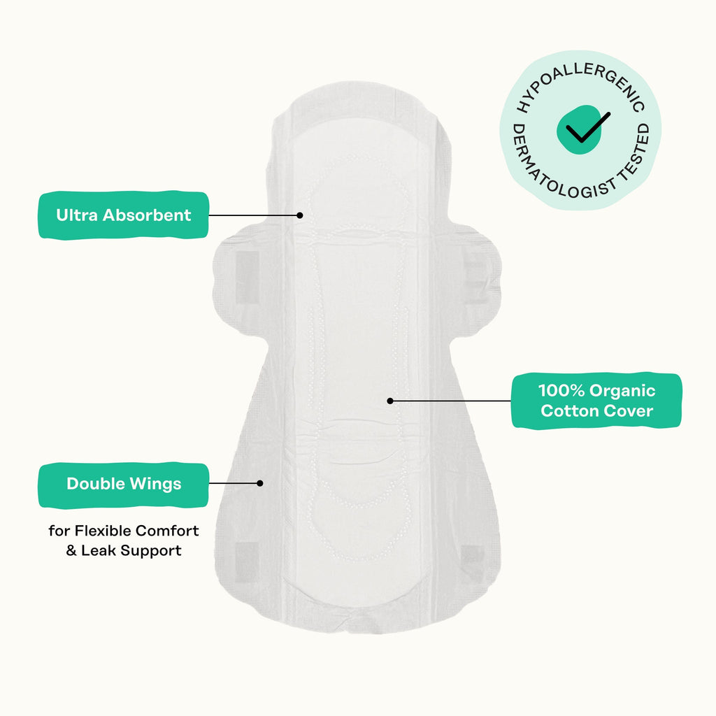 Incontinence Cooling Herbal Infusion 100% Organic Cotton Cover Daytime Pads (8DBD)