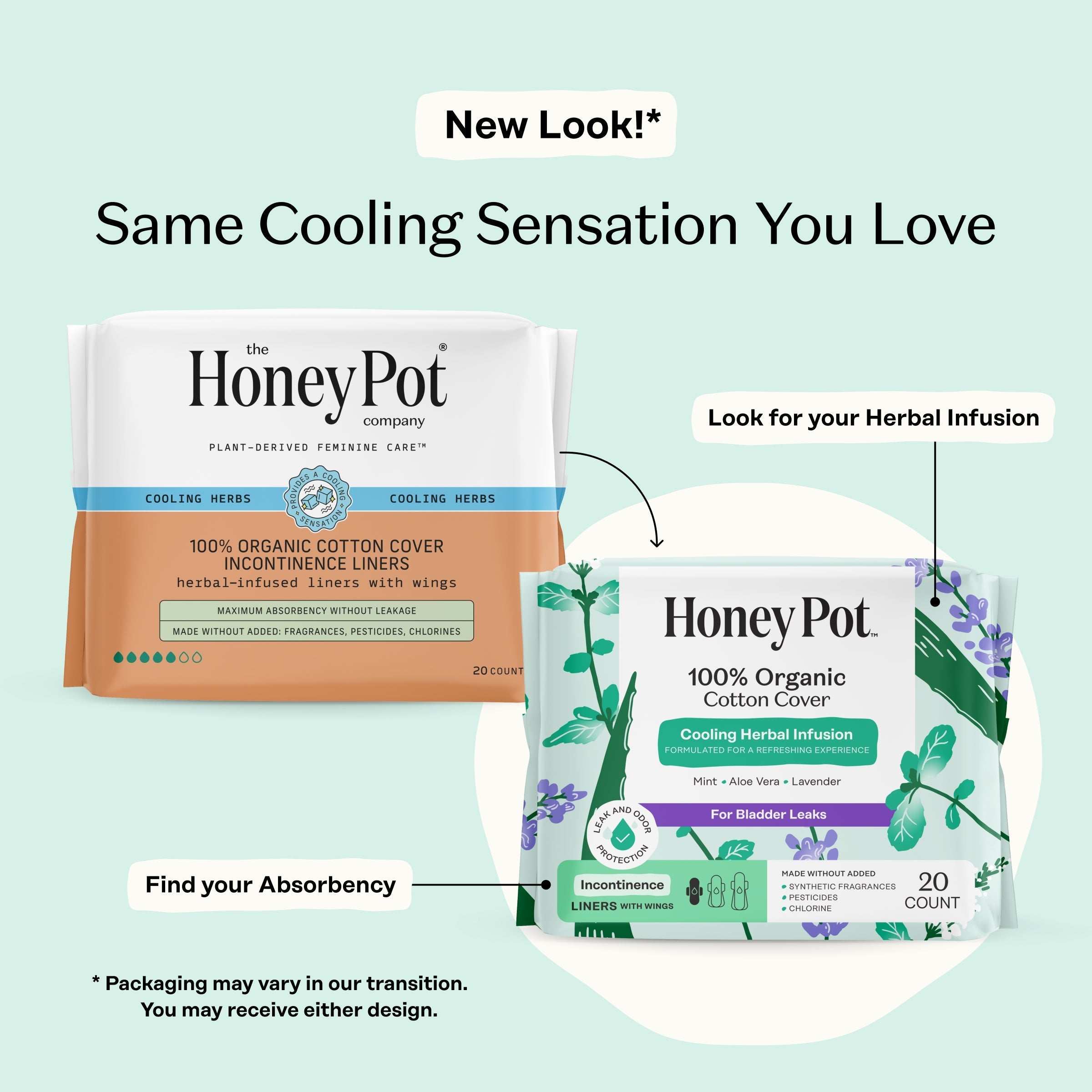 Incontinence Cooling Herbal Infusion 100% Organic Cotton Cover Liners (5IUL)