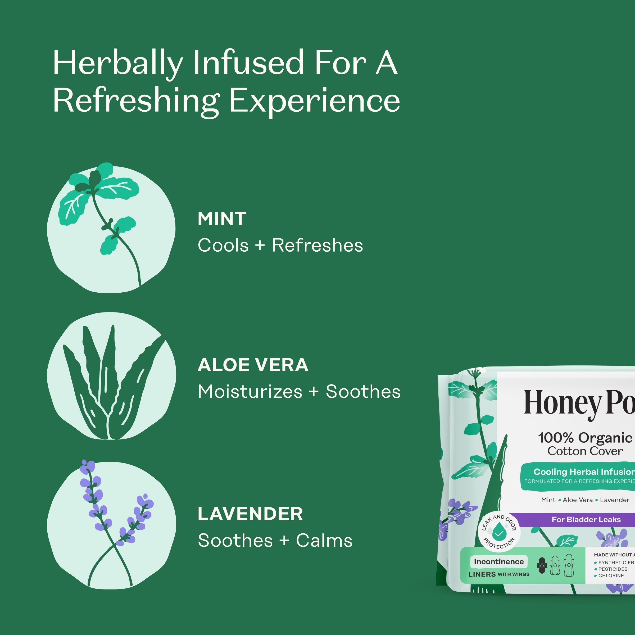 Incontinence Cooling Herbal Infusion 100% Organic Cotton Cover Liners (5IUL)