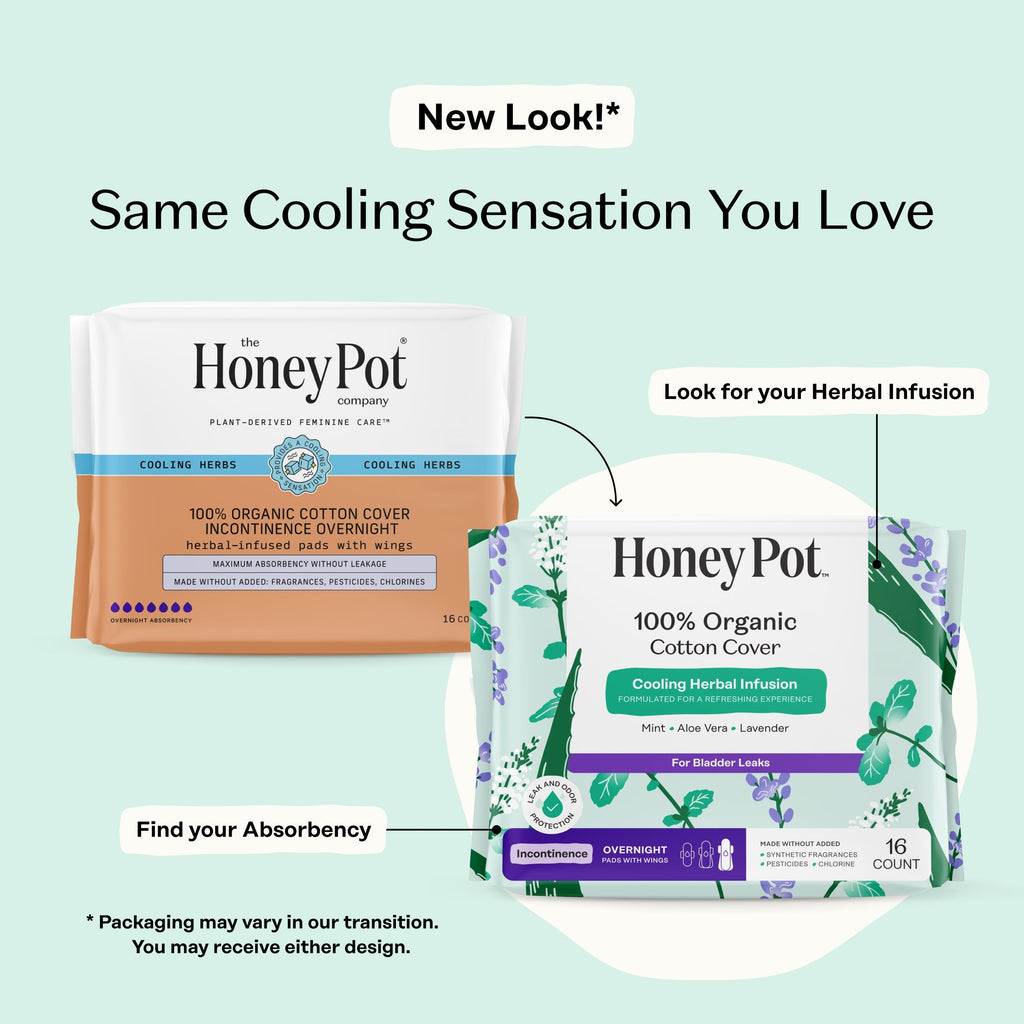 Incontinence Cooling Herbal Infusion 100% Organic Cotton Cover Nighttime Pads (TB3I)