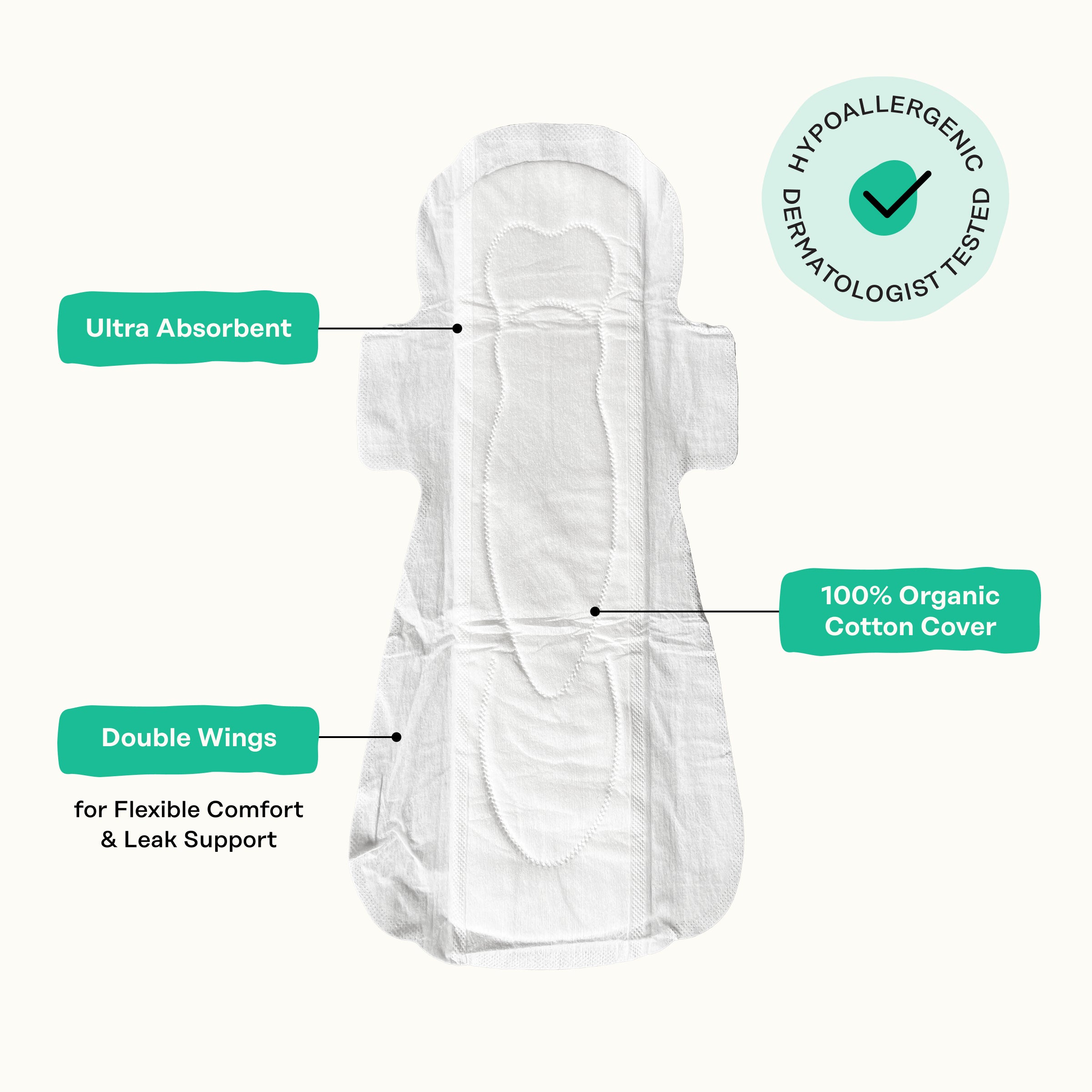 Incontinence Cooling Herbal Infusion 100% Organic Cotton Cover Nighttime Pads (6UQ7)