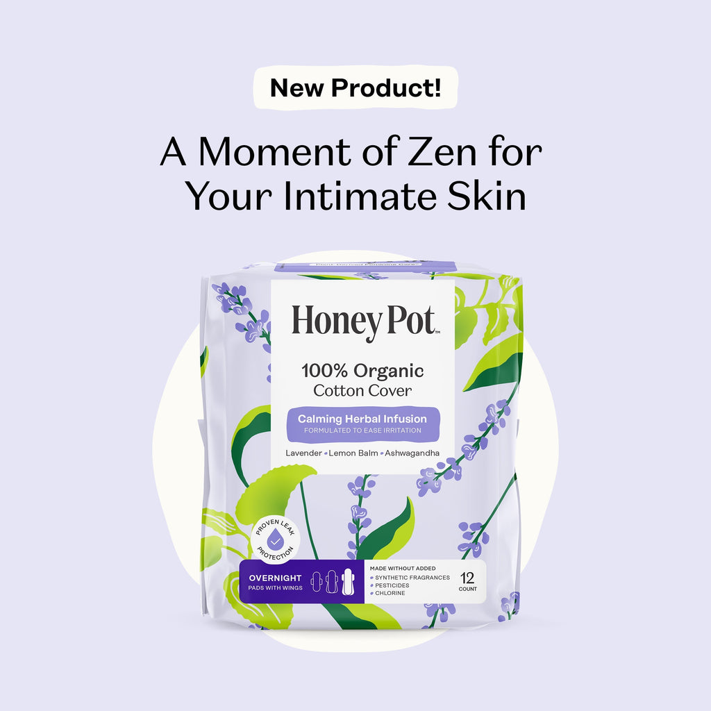 Organic Cotton Cover Calming Herbal Infusion Overnight Pads With Wings (2O7K)